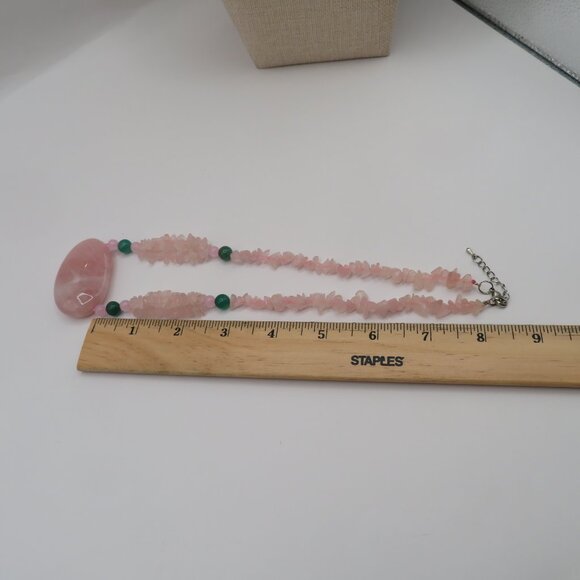 Rose Quartz and Nephrite Accent Stone Necklace - Picture 11 of 13